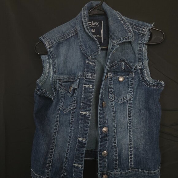 Silver Jeans Jackets & Blazers - Silver Jean Co Small Vest Denim Distressed